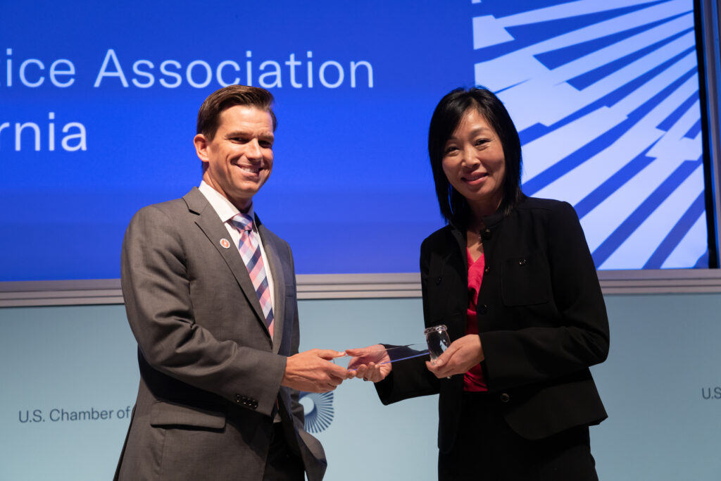 Nathan Morris, ILR’s senior vice president of legal reform advocacy, and Kyla Christoffersen Powell, President and CEO of the Civil Justice Association of California.