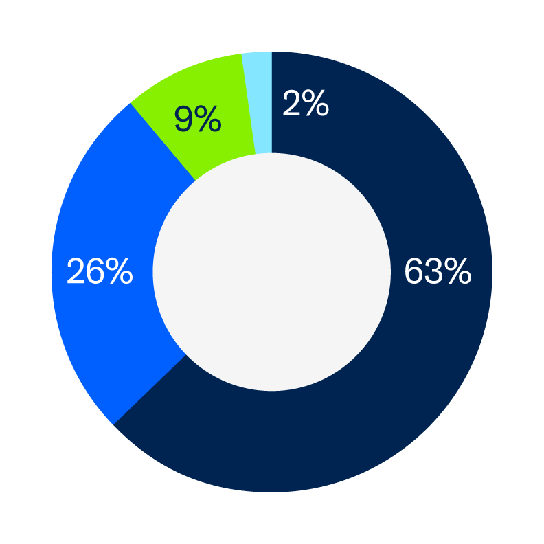 Percentage of respondents by number of employees
