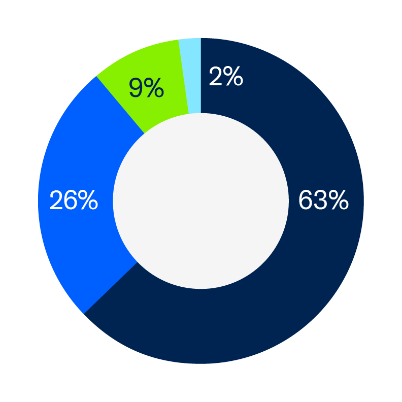 Percentage of respondents by number of employees