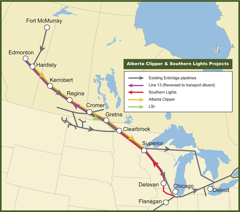 Alberta Clipper pipeline map.