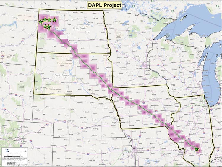 Route of the Dakota Access Pipeline.