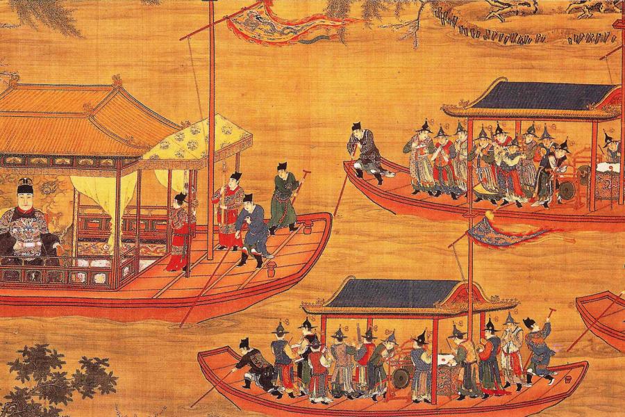 Emperor Jiajing on his state barge